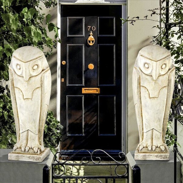 Polar Owl Art Deco Cubist Bird Statues Pair